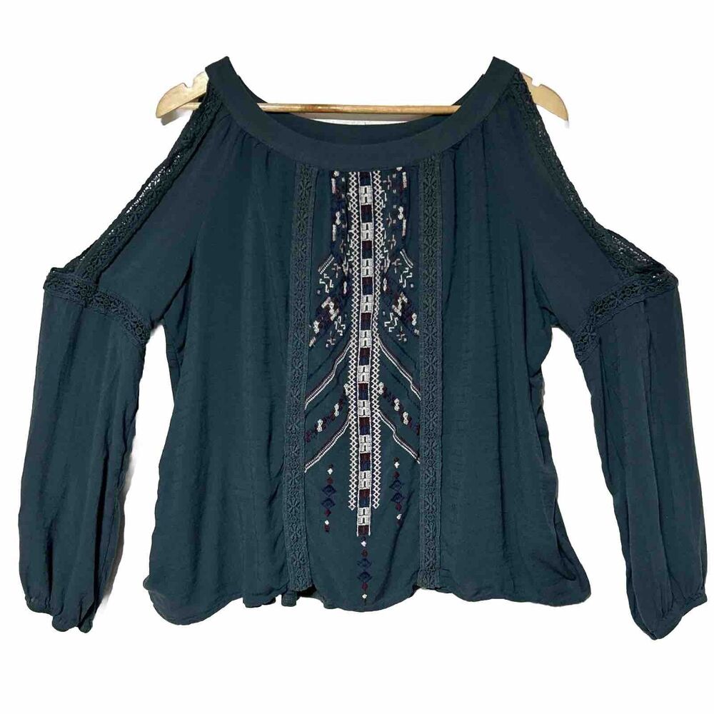 Knox Rose Womens Embroidered Open Shoulder 2XL Boho Gypsy Hippie Flowy Y2K